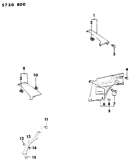 1986 Dodge Colt Panel Quarter Trim Diagram