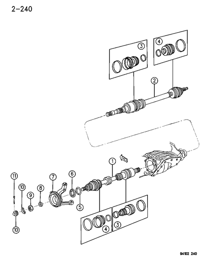 1994 Chrysler Town & Country Shaft - Front Drive Diagram