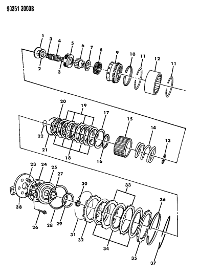 1991 Dodge W150 Clutch, Overdrive With Gear Train Diagram 2