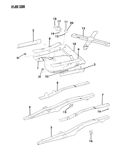 1986 Jeep Comanche Rail-Frame Frame Inner And Outer Diagram for 57000911