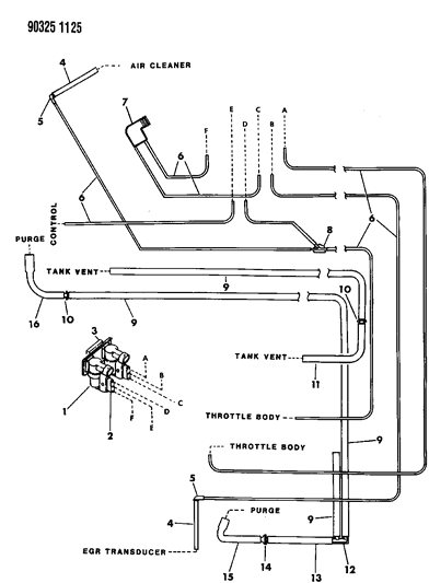 1991 Dodge Dakota Emission Control Vacuum Harness Diagram 1