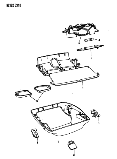 1992 Chrysler New Yorker Console, Overhead Diagram 1