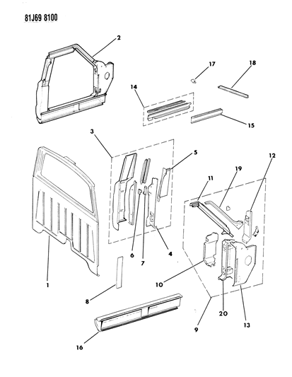 1986 Jeep J20 Panel-Assembly Diagram for J5758037