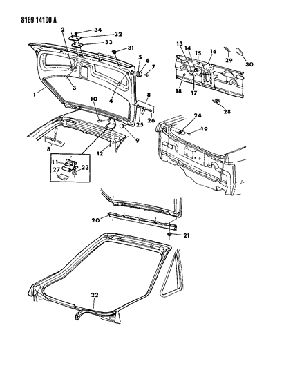 1988 Chrysler LeBaron Liftgate Support Prop Gas Diagram for G0004436