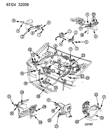 1993 Dodge Caravan Plumbing - A/C & Heater Diagram 1