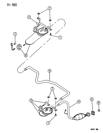 1996 Chrysler Town & Country Exhaust System Diagram 1