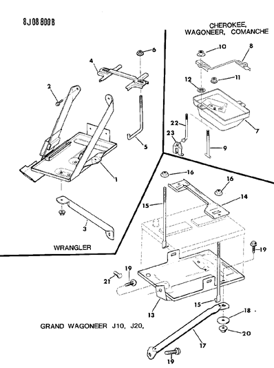 1988 Jeep Wrangler Battery Trays Diagram