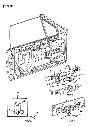 1991 Dodge Shadow Door, Front Diagram 4