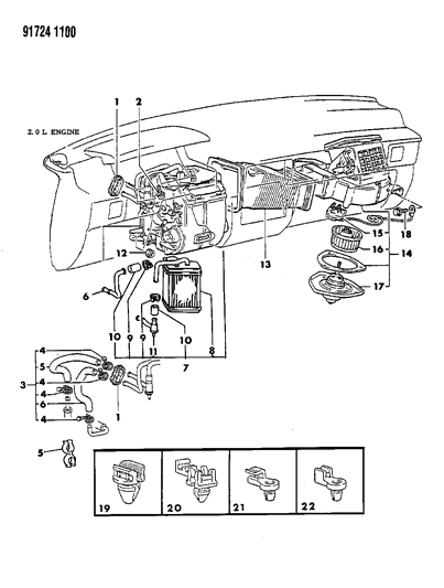 1991 Dodge Ram 50 Heater Unit & Heater Plumbing Diagram