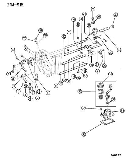 1994 Jeep Wrangler Forks , Rails , Shafts Diagram 1