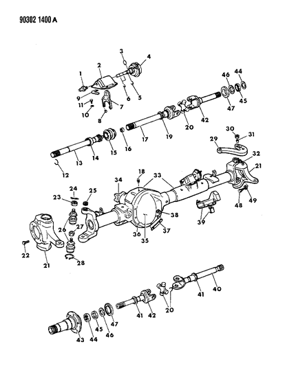 1991 Dodge Ramcharger Axle, Front Diagram 1