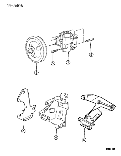1995 Chrysler Cirrus Pump Assembly & Mounting Diagram