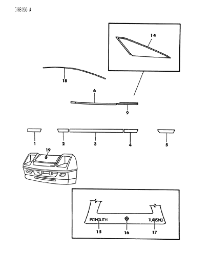 1985 Dodge Charger Mouldings & Ornamentation - Exterior View Diagram 3
