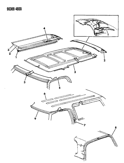1990 Dodge Ramcharger Panel Roof D4 & 8 Diagram