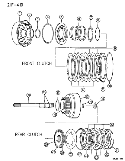 1996 Jeep Grand Cherokee Clutch , Front & Rear With Gear Train Diagram 2