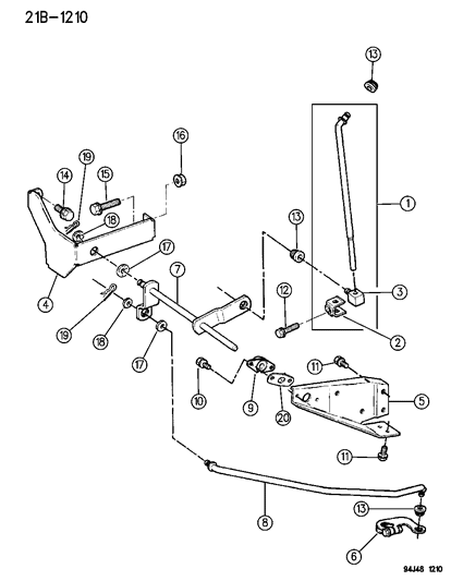1994 Jeep Wrangler Controls , Shift , Lower Diagram 2
