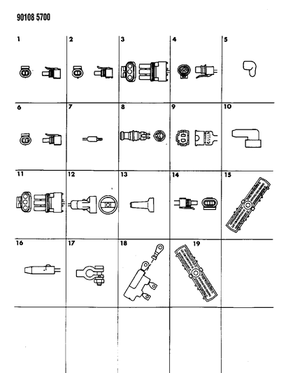 1990 Dodge Dynasty Wiring - Engine & Front End Insulators - Molds - Connectors Diagram