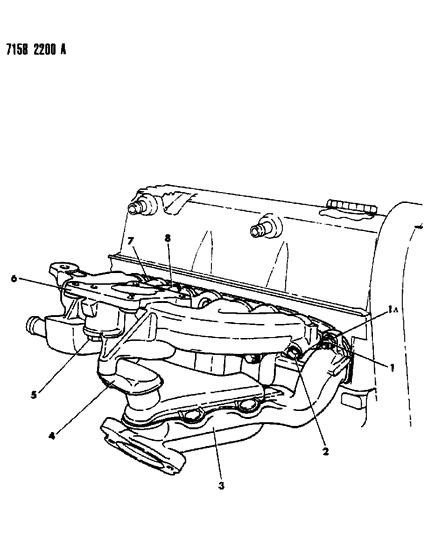 1987 Dodge Lancer Manifolds - Intake & Exhaust Diagram 3
