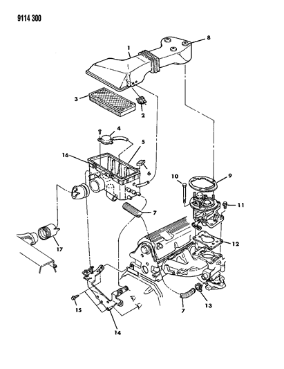 1989 Dodge Omni Air Cleaner Diagram 1