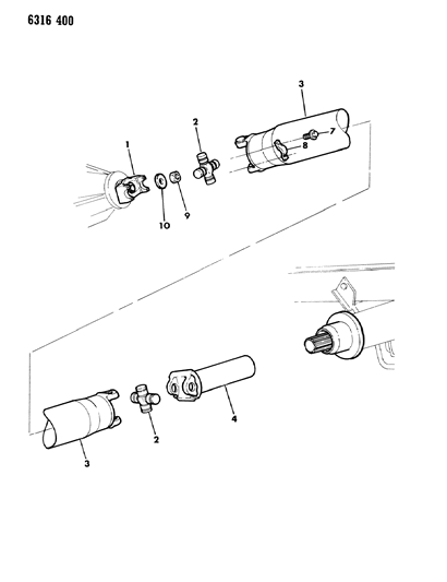 1987 Dodge D350 Propeller Shaft, Single And Universal Joint Diagram 2