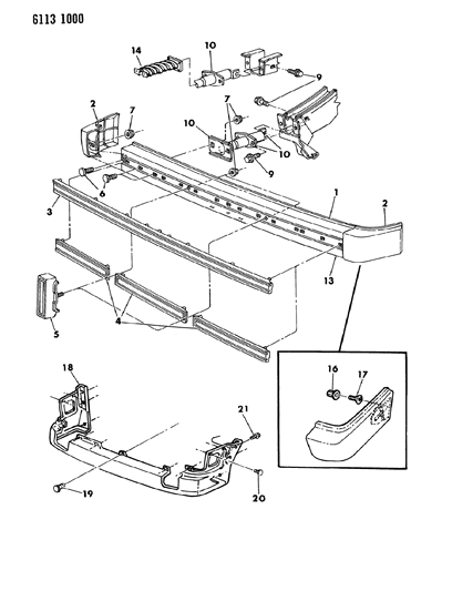 1986 Dodge Charger Bumper, Front And Rear Diagram