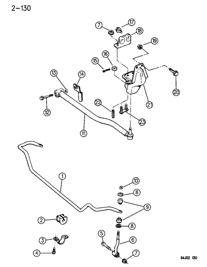 1996 Jeep Cherokee Bar, Front Stabilizer Diagram