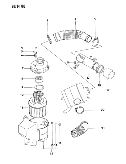 1990 Dodge Ram 50 Element Air Cleaner Diagram for MD620039