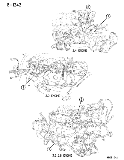 1996 Chrysler Town & Country Wiring - Engine & Related Parts Diagram