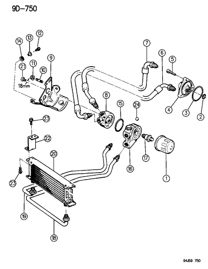 1994 Jeep Cherokee Oil Cooler & Filter Diagram