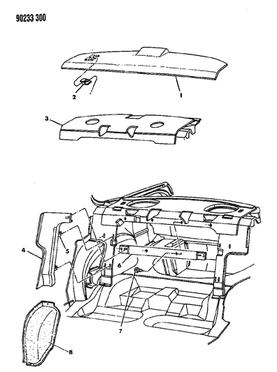 1990 Chrysler LeBaron Shelf Panel And Related Parts Diagram