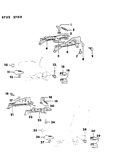 1985 Chrysler Conquest Adjuster Low Back Bucket Diagram