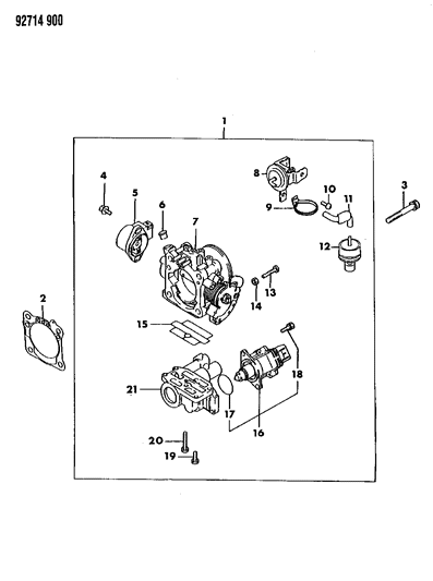 1994 Dodge Stealth O Ring-Throttle Body Fast Idle Air Diagram for MD614406