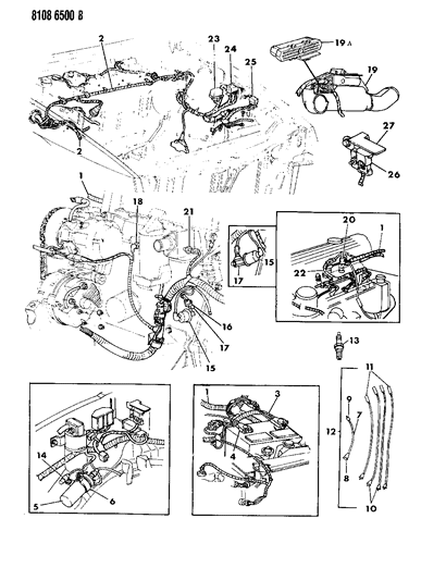 1988 Dodge Daytona Wiring - Engine - Front End & Related Parts Diagram