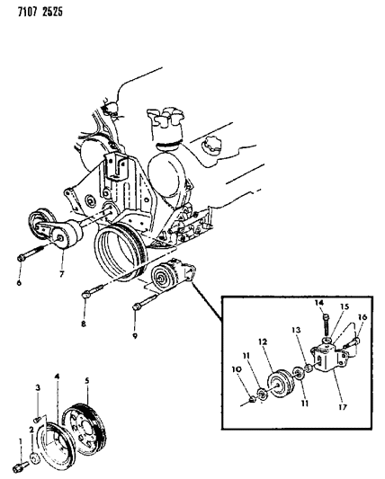 1987 Chrysler Town & Country Drive Pulleys Diagram 2