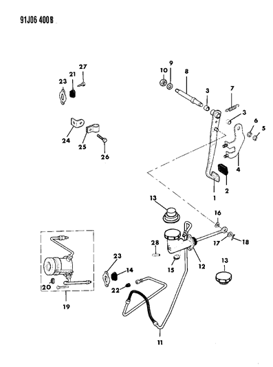 1992 Jeep Wrangler Pedal Clutch Asm Diagram for 53007964