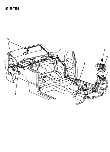1990 Chrysler LeBaron Fuel Filler & Liftgate Release Diagram