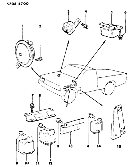 1985 Dodge Ram 50 Horn - Relay - Flasher Diagram 1