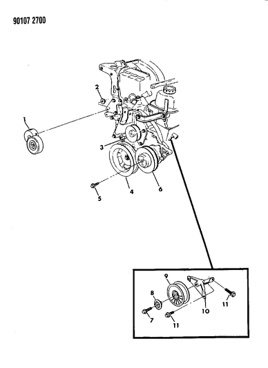 1990 Chrysler Town & Country Drive Pulleys Diagram 3