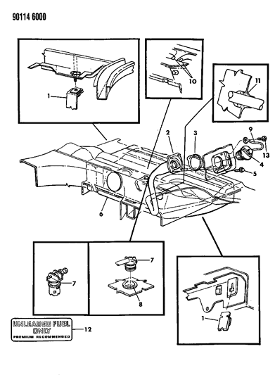 1990 Dodge Spirit Fuel Tank & Filler Tube Diagram