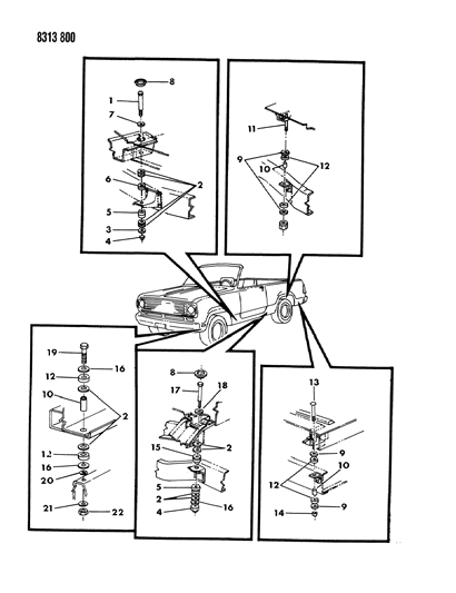 1989 Dodge D250 Body Hold Down Diagram