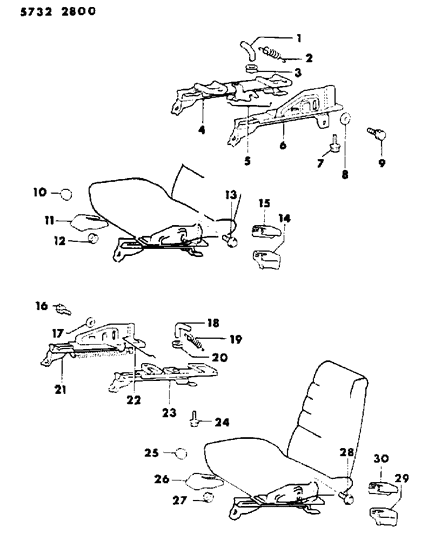 1986 Chrysler Conquest Adjuster Low Back Bucket Diagram