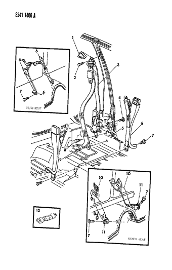 1988 Chrysler New Yorker Belt - Front Seat Diagram 1