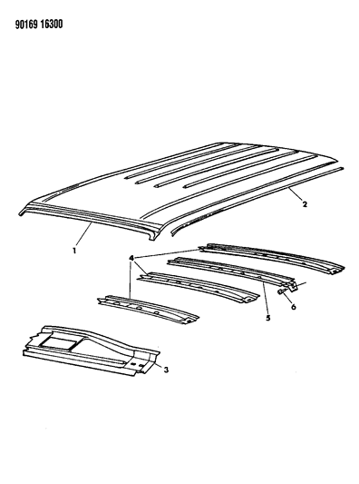 1990 Chrysler Town & Country Roof Panel Diagram