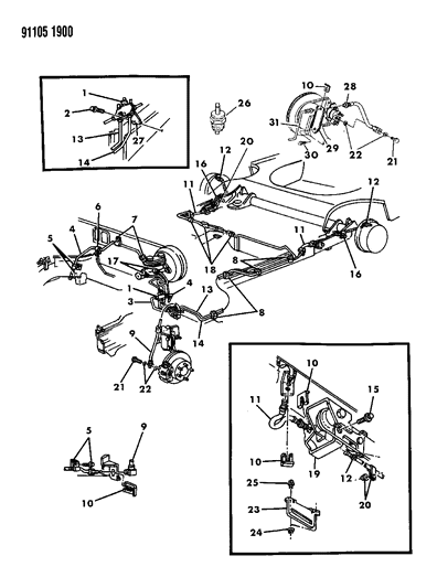 1991 Dodge Spirit Lines & Hoses, Brake Diagram 2