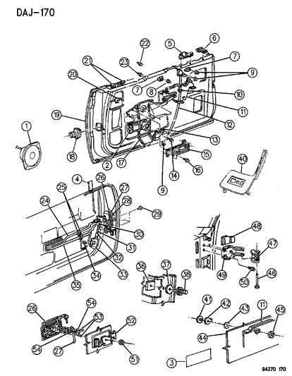 1994 Chrysler LeBaron BRKT Dr Elec Lock-Service Diagram for 4615411