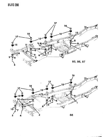 1984 Jeep Wrangler Spacer Diagram for J5462447