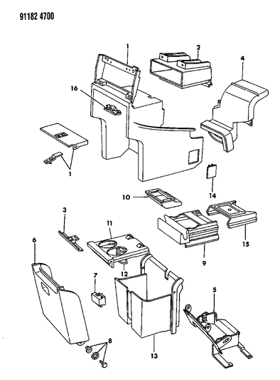 1991 Dodge Caravan Instrument Panel Console Diagram