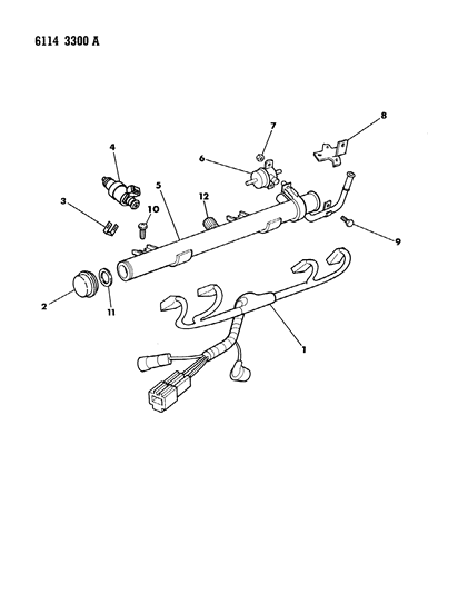 1986 Chrysler Laser Fuel Rail & Related Parts Diagram