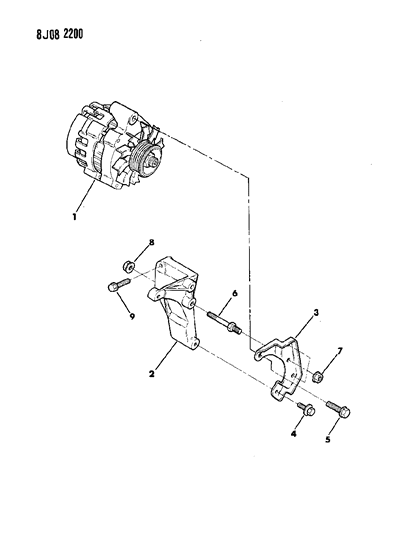 1988 Jeep Cherokee Alternator & Mounting Diagram 2