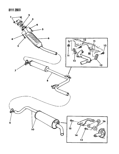 1988 Dodge Shadow Exhaust System Diagram 1